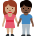 👩🏽‍🤝‍👨🏿 woman and man holding hands: medium skin tone, dark skin tone display on Twitter